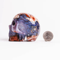 Agate, Blue Flower- Skull Carving