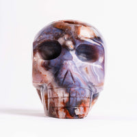 Agate, Blue Flower- Skull Carving