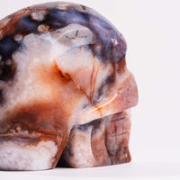 Agate, Blue Flower- Skull Carving