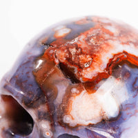 Agate, Blue Flower- Skull Carving