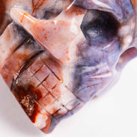 Agate, Blue Flower- Skull Carving