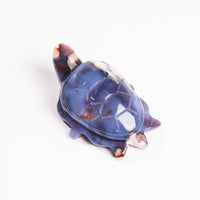 Agate, Blue Flower- Turtle Carving
