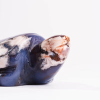 Agate, Blue Flower- Turtle Carving