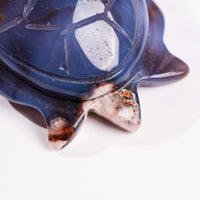 Agate, Blue Flower- Turtle Carving