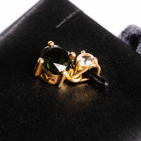 Moldavite and Phenakite Pendant- Gold