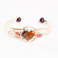 Fire Agate and Pink Tourmaline- Bracelet