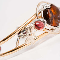 Fire Agate and Pink Tourmaline- Bracelet
