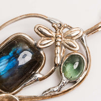 Tourmaline, Green and Labradorite- Pendant