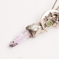 Peridot and Amethyst- Wand Pendant