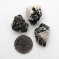 Tourmaline, Green in Quartz - Dark, Rough