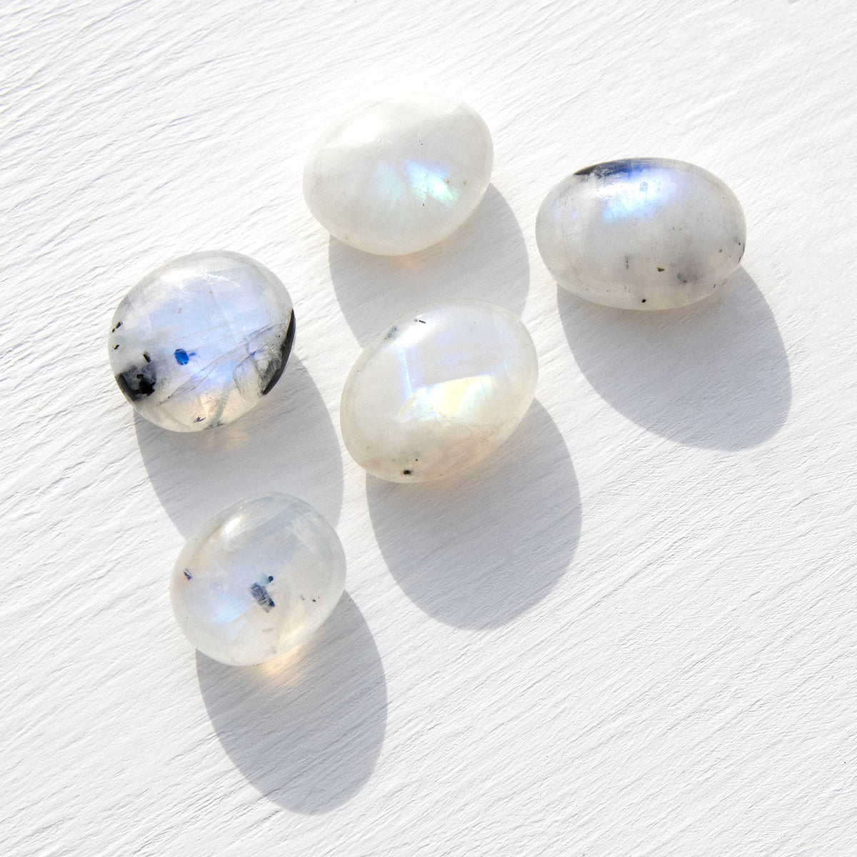 Moonstone - Rainbow, A Grade, Blue Flash, Tumbled Stone(s) – Pink 