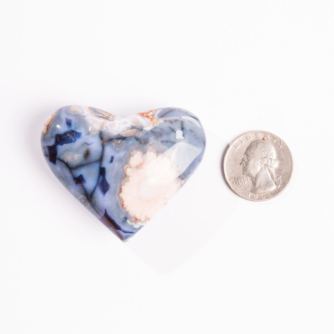 Agate, Blue Flower- Heart