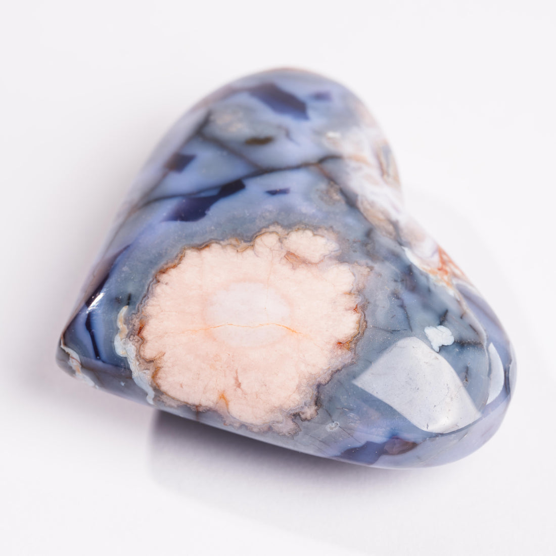 Agate, Blue Flower- Heart