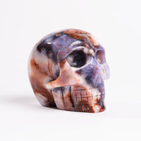 Agate, Blue Flower- Skull Carving