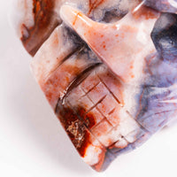 Agate, Blue Flower- Skull Carving