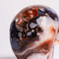 Agate, Blue Flower- Skull Carving