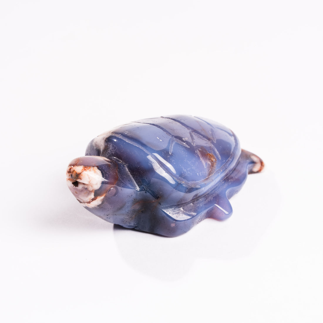 Agate, Blue Flower- Turtle Carving