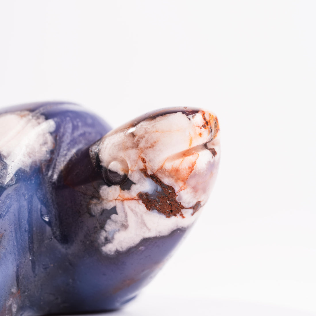 Agate, Blue Flower- Turtle Carving