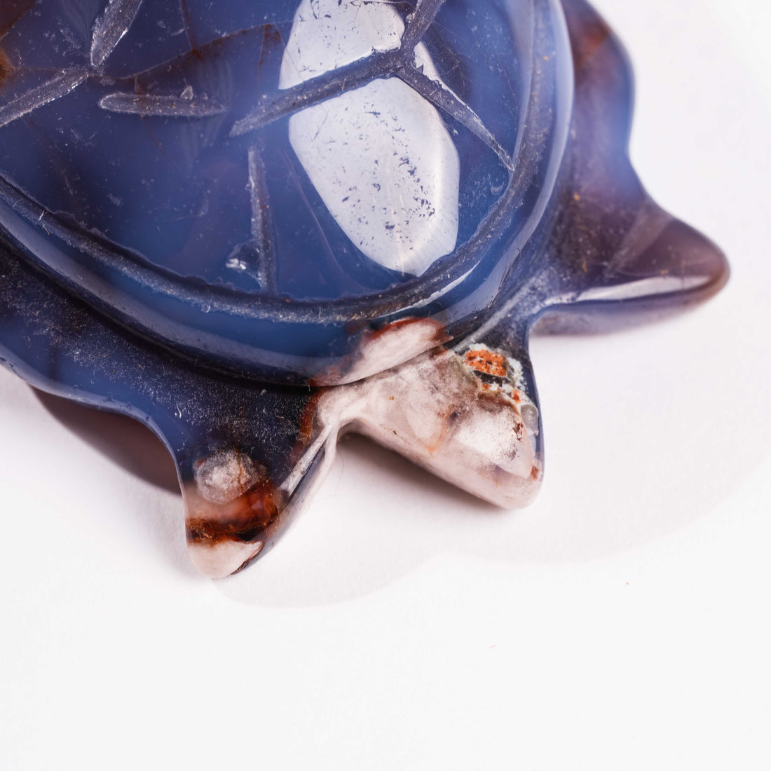 Agate, Blue Flower- Turtle Carving