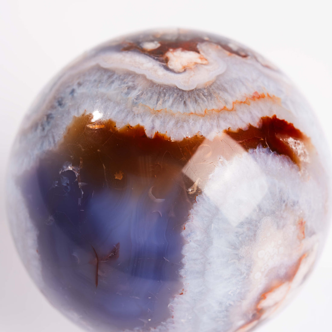 Agate, Blue Flower- Sphere