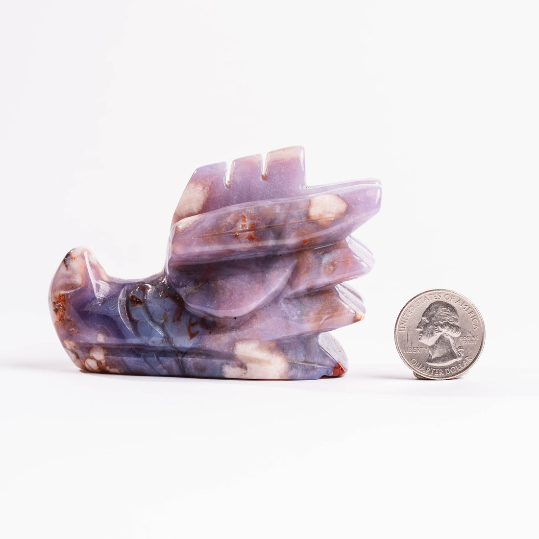 Agate, Blue Flower- Dragon Head Carving