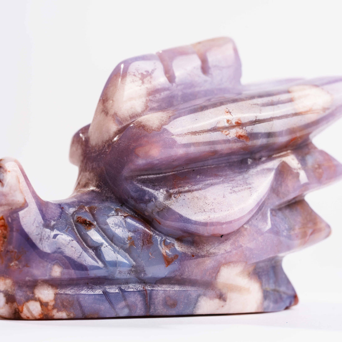 Agate, Blue Flower- Dragon Head Carving