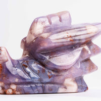 Agate, Blue Flower- Dragon Head Carving