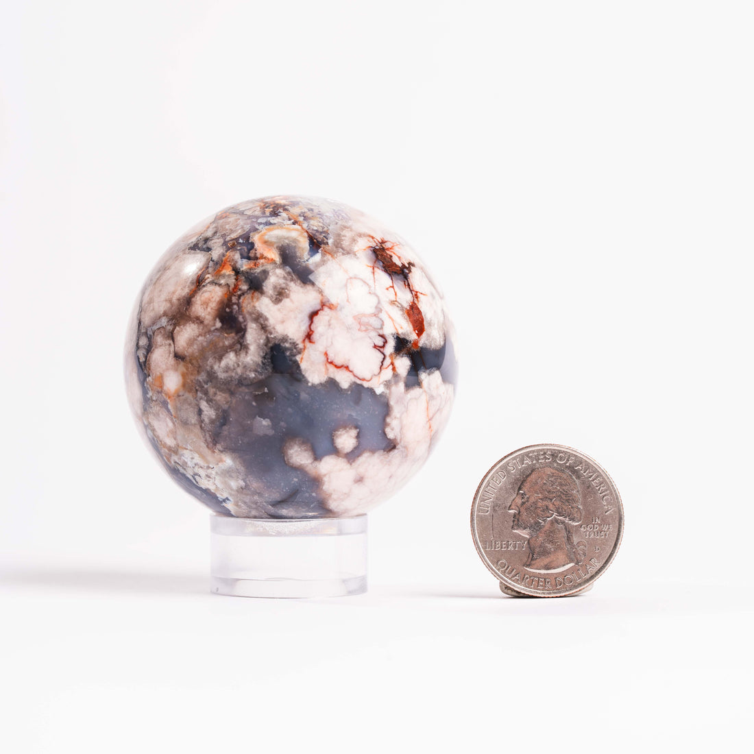 Agate, Blue Flower- Sphere