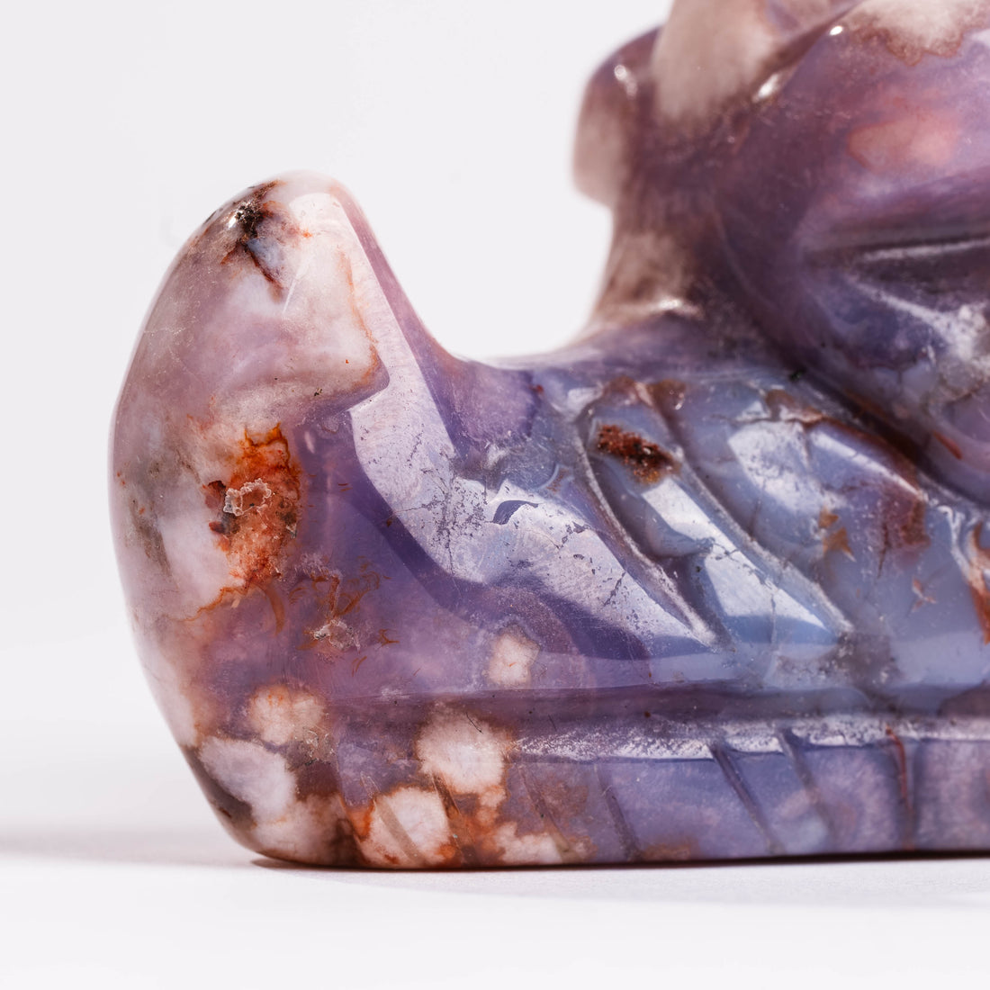 Agate, Blue Flower- Dragon Head Carving