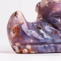 Agate, Blue Flower- Dragon Head Carving