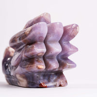 Agate, Blue Flower- Dragon Head Carving