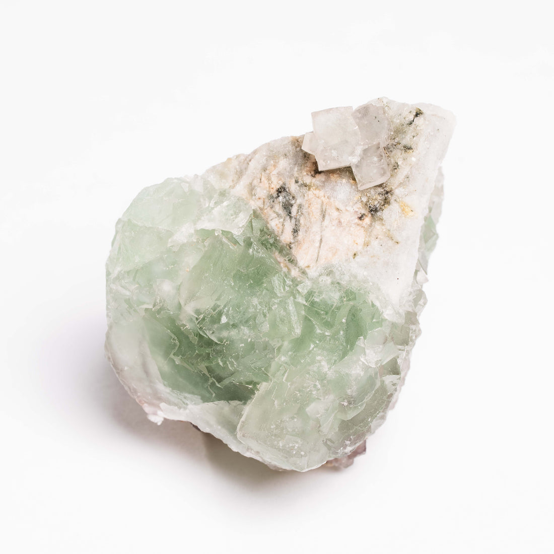 Barite on Green Fluorite