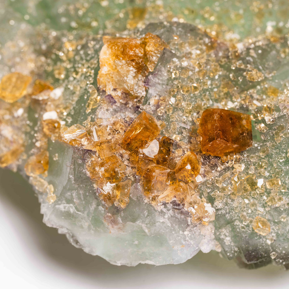 Barite on Green Fluorite