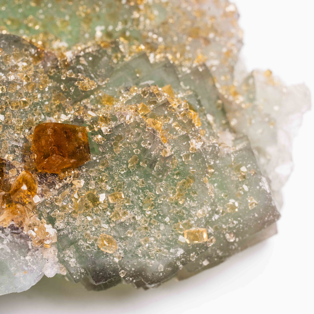 Barite on Green Fluorite