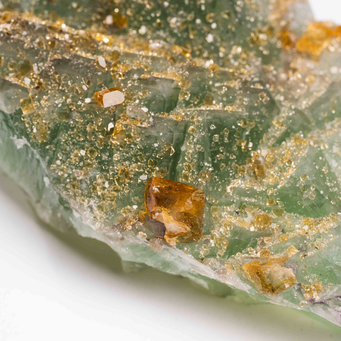Barite on Green Fluorite
