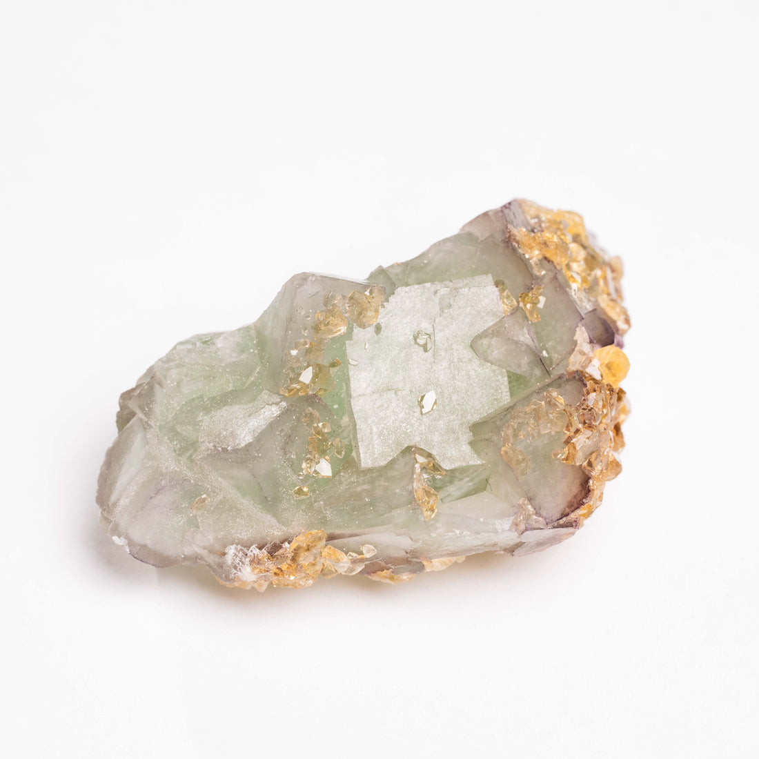 Barite on Green Fluorite