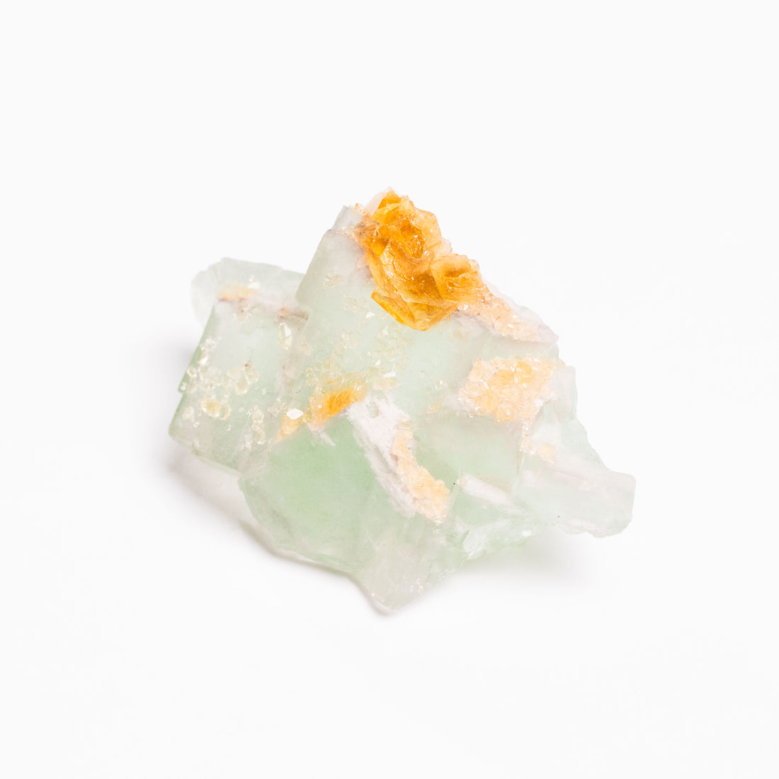 Barite on Green Fluorite