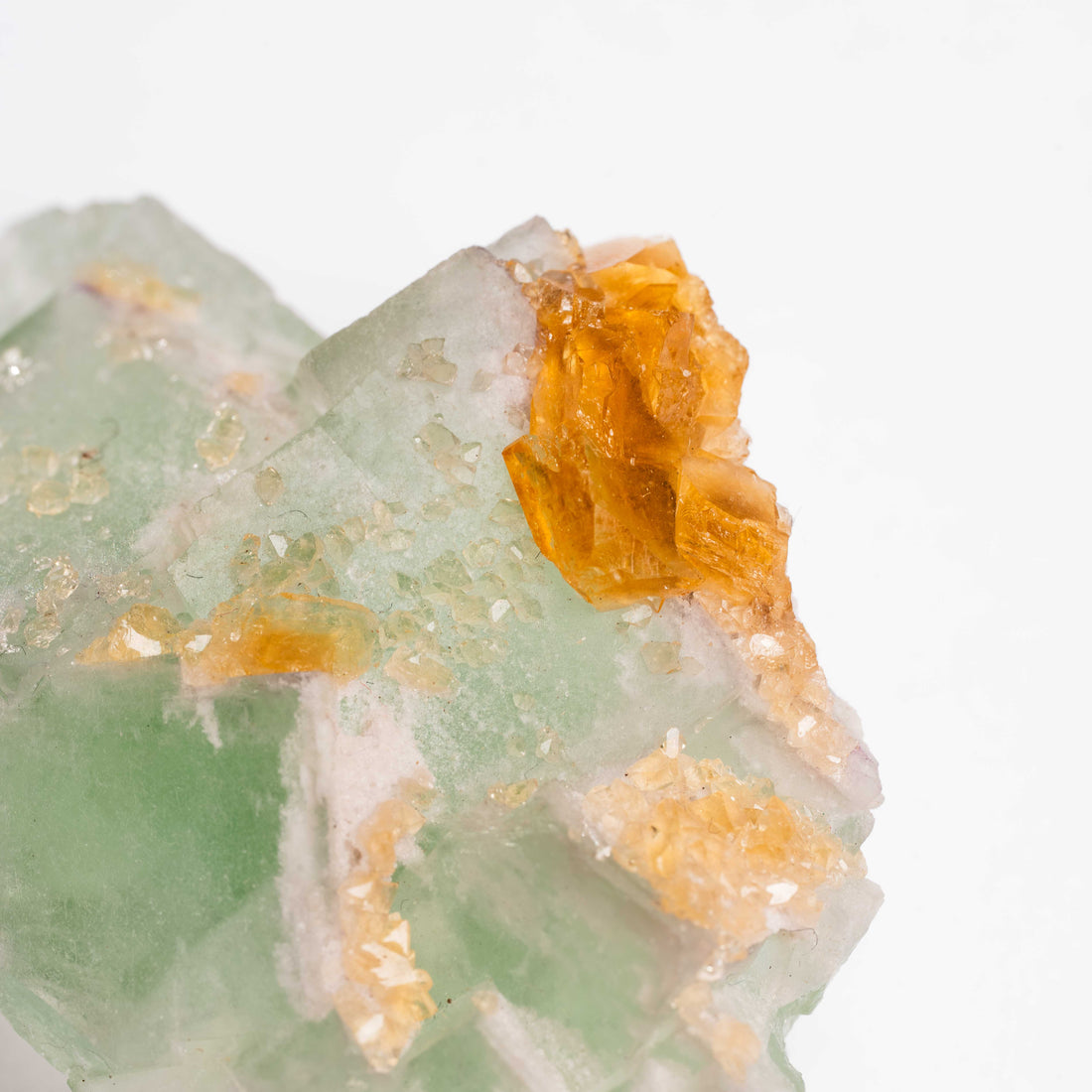 Barite on Green Fluorite