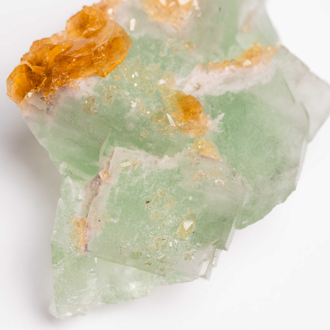 Barite on Green Fluorite
