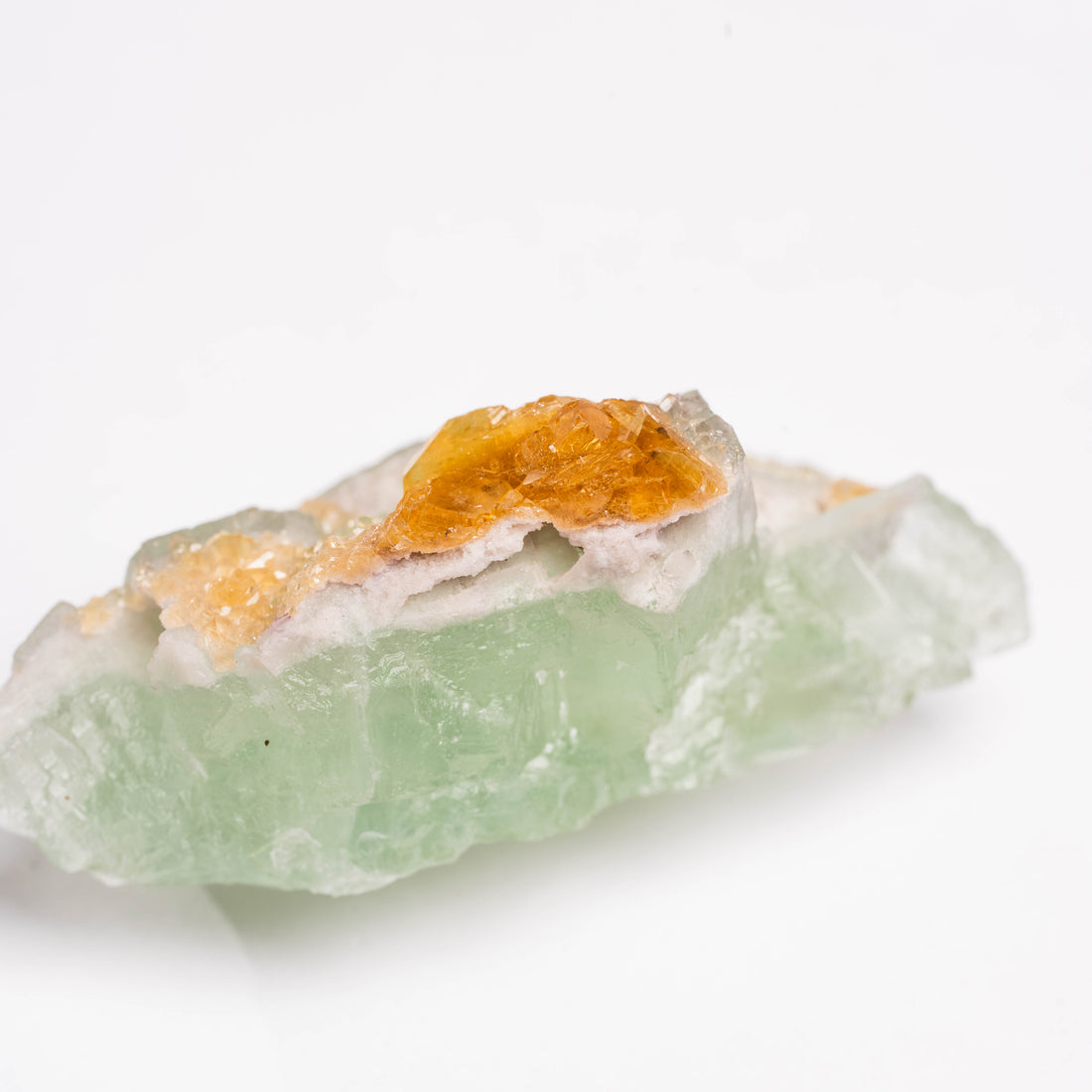 Barite on Green Fluorite