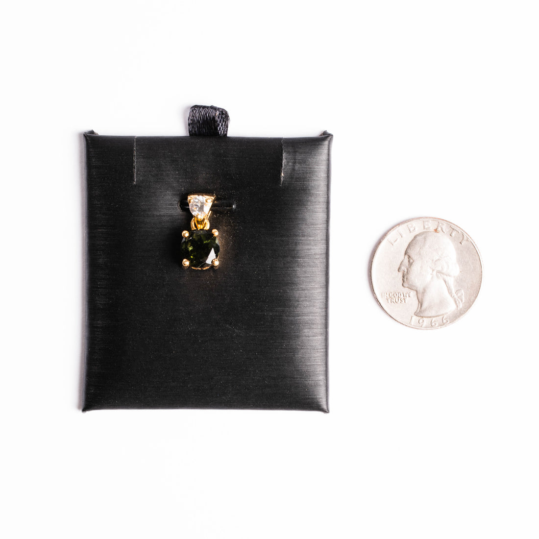 Moldavite and Phenakite Pendant- Gold
