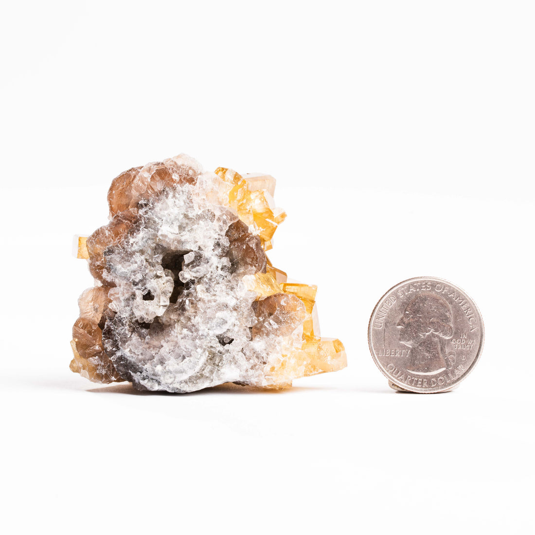 Yellow Barite on Fluorite - Bladed Cluster