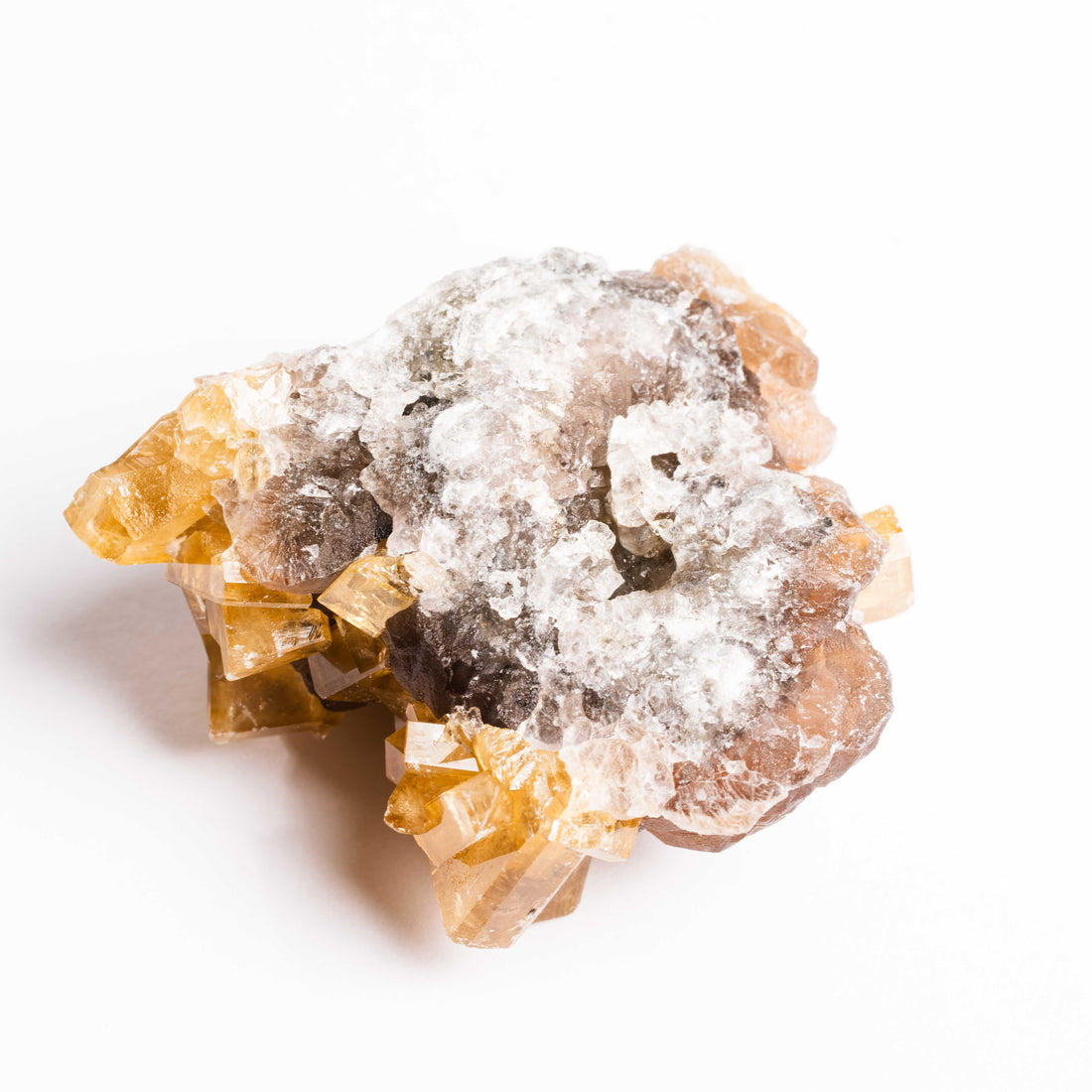 Yellow Barite on Fluorite - Bladed Cluster