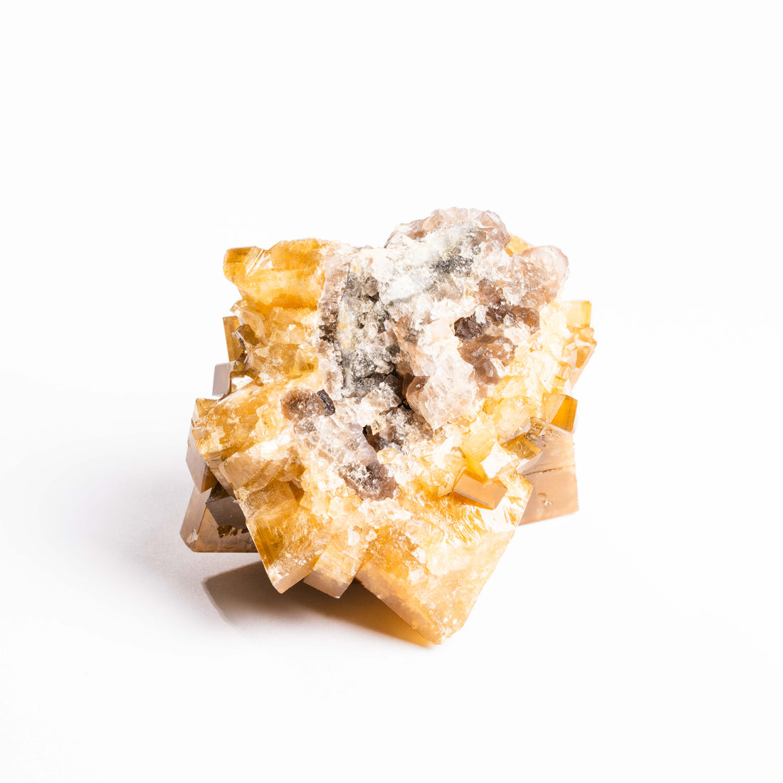 Yellow Barite on Fluorite - Bladed Cluster