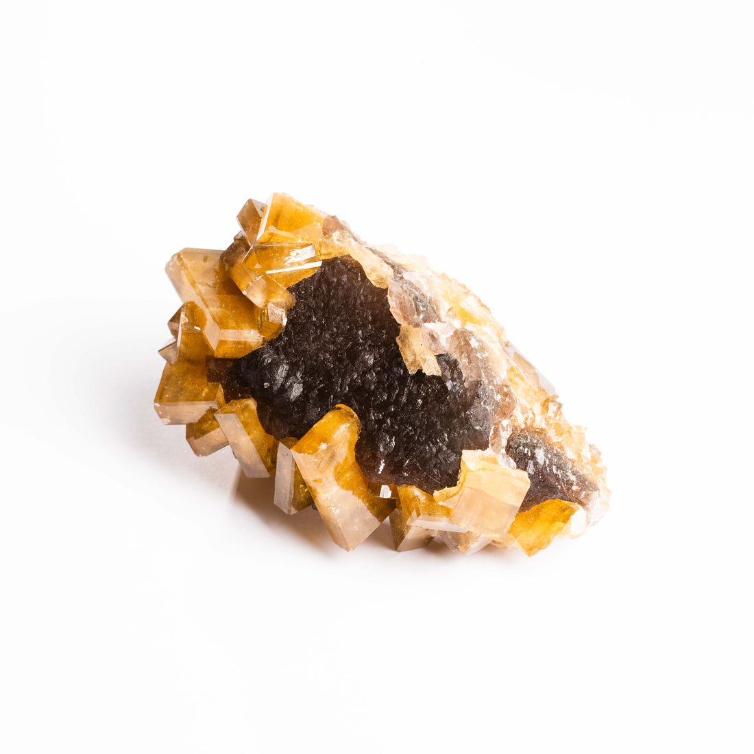 Yellow Barite on Fluorite - Bladed Cluster