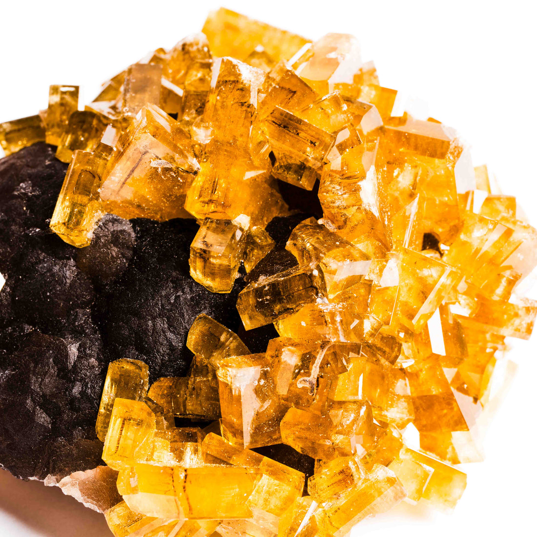Yellow Barite on Fluorite - Bladed Cluster