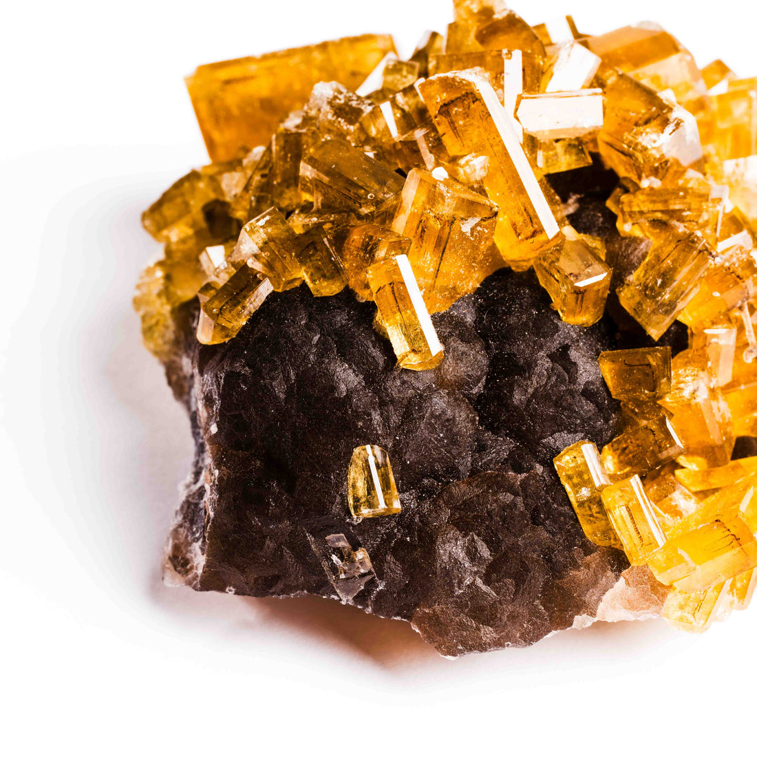 Yellow Barite on Fluorite - Bladed Cluster