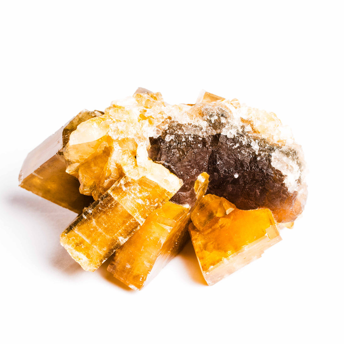 Yellow Barite on Fluorite - Bladed Cluster