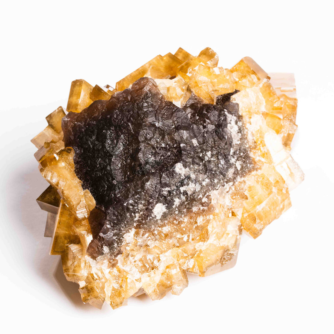 Yellow Barite on Fluorite - Bladed Cluster