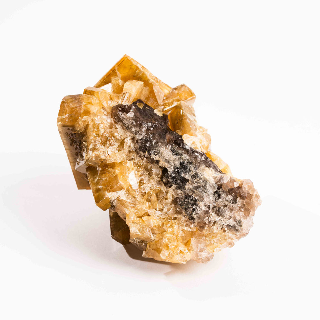 Yellow Barite on Fluorite - Bladed Cluster